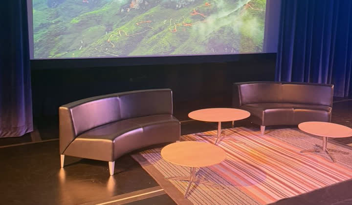 The Little Theatre stage set for a conversation